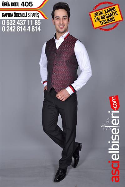 Garson Yelekleri Bordo Siyah Firma Adınızın Yelek Üzerine Yazılması Ücretsiz