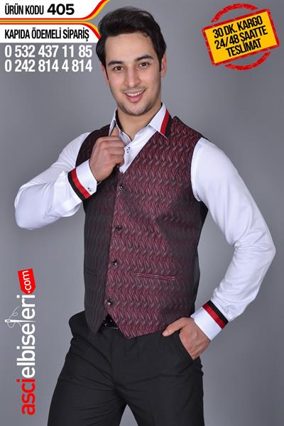 Garson Yelekleri Bordo Siyah Firma Adınızın Yelek Üzerine Yazılması Ücretsiz