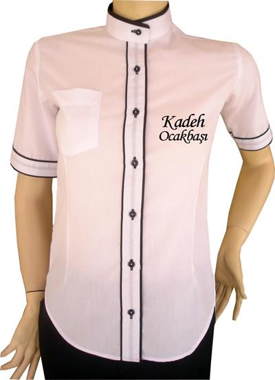 Gümbet Beyaz Bayan Garson Gömlekleri Sol Göğüse Firma Adınızın Nakış İle İşlenmesi Hediye