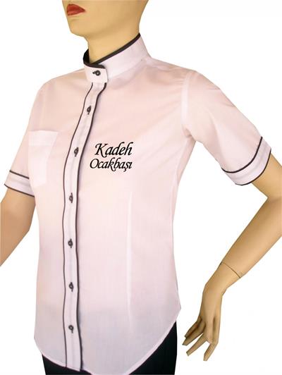 Gümbet Beyaz Bayan Garson Gömlekleri Sol Göğüse Firma Adınızın Nakış İle İşlenmesi Hediye