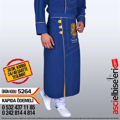 Gümüşlük Mavi Osmanlı Armalı Şef Aşçı Önlük Modeli