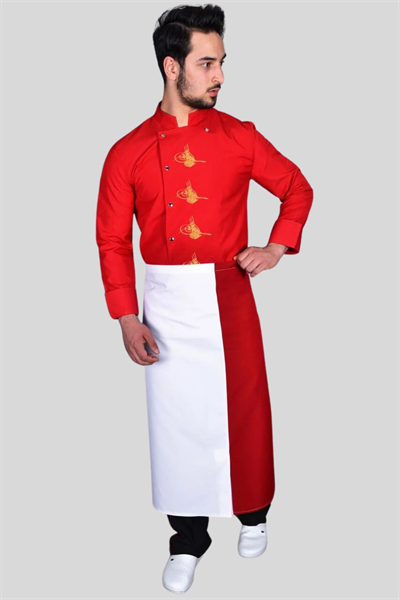Hem Hesaplı Hem Full Nakışlı Şef Ceketi (Kırmızı)