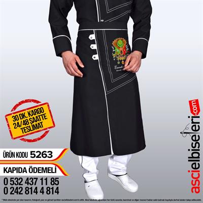 İçmeler Osmanlı Armalı Siyah Şef Aşçı Önlüğü