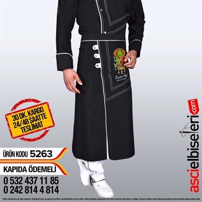 İçmeler Osmanlı Armalı Siyah Şef Aşçı Önlüğü