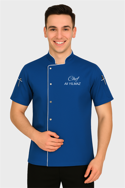 İsim Hediyeli Aşçı Ceketi Kısa Kollu Şef Ceketi Aşçı Kıyafeti Aşçı Gömleği Chef Aşçı Forması