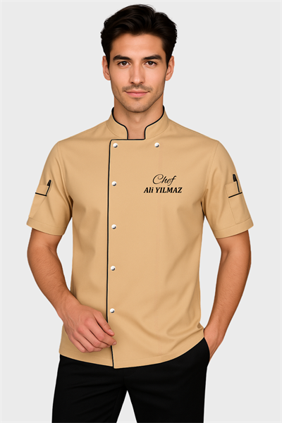 İsim Hediyeli Bej Şef Aşçı Forması Aşçı Kıyafeti Fiyatları Mutfak Personeli Üniforma