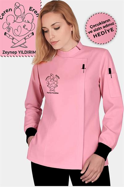 İsim Hediyeli Çocukta Yaparım Kariyerde Pembe Kadın Şef Aşçı Ceketi Bayan Aşçı Ceketi Aşçı Forması Kadın Aşçı Kıyafeti