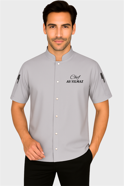 İsim Hediyeli Kısa Kollu Aşçı Gömleği Aşçı Kıyafeti Şef Aşçı Ceketi Siparişi