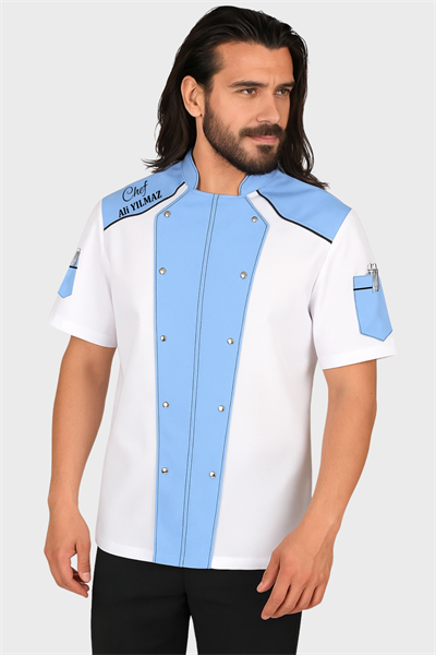 İsim Hediyeli Kısa Kollu Yazlık Şef Aşçı Ceketi Erkek Aşçı Kıyafeti Trend Aşçı Forması Gömleği