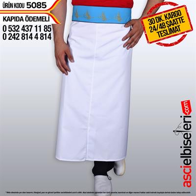 Kaş Beyaz Turkuaz Tuğralı Chef Önlüğü