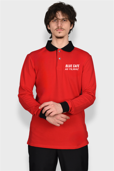 Nakış Hediyeli Aşçı,Garson Sweatshirt I Yakalı, Çıtçıtlı, Kırmızı Garson, Aşçı  Sweatshirt 