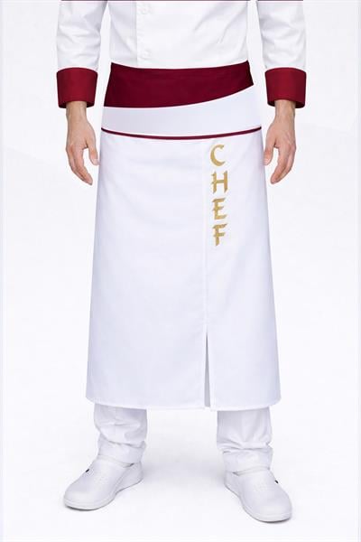 Kordon Beyaz Bordo Chef Aşçı Önlükleri