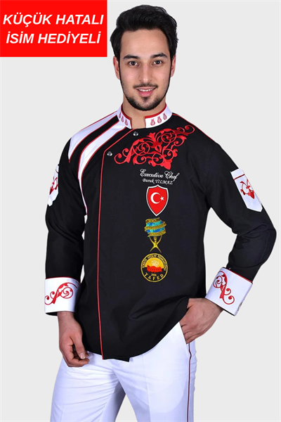 Küçük hatalı ürün I İsim Hediyeli Aşçı Ceketi Şef Ceketi Aşçı Kıyafeti Aşçı Forması
