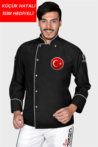 Küçük hatalı ürün I İsim Hediyeli Aşçı Ceketi Şef Ceketi Aşçı Kıyafeti Aşçı Forması