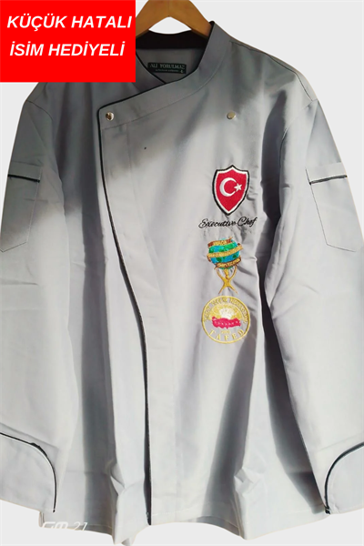 Küçük hatalı ürün I İsim Hediyeli Aşçı Ceketi Şef Ceketi Aşçı Kıyafeti Aşçı Forması