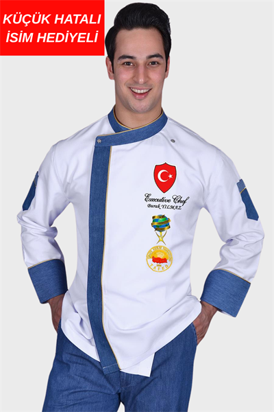 Küçük hatalı ürün I İsim Hediyeli Aşçı Ceketi Şef Ceketi Aşçı Kıyafeti Aşçı Forması