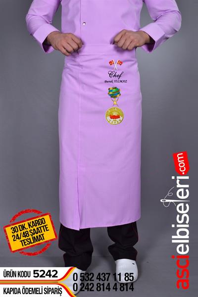 Lila Aşçı Önlükleri İsminizin Yazdırabilirsiniz