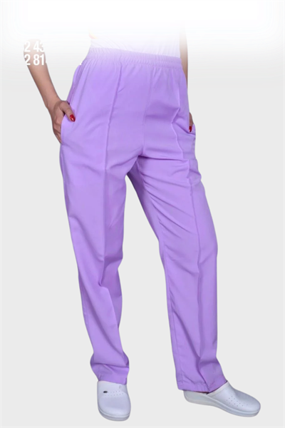 Lila Tam Lastikli Bayan Pantolonları