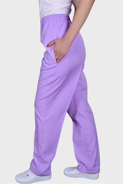 Lila Tam Lastikli Bayan Pantolonları