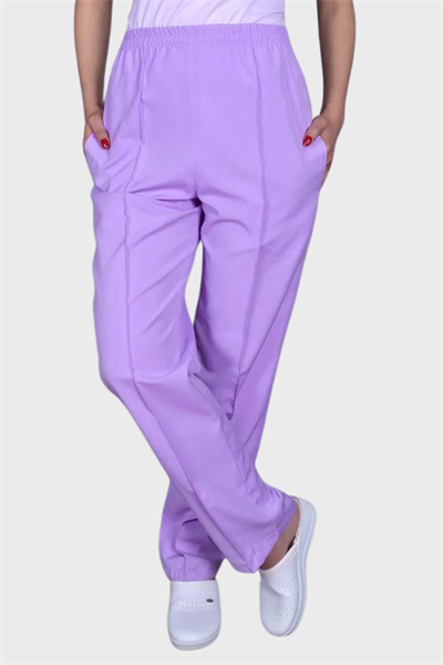 Lila Tam Lastikli Bayan Pantolonları