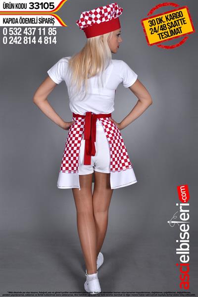 Mutfak Önlüğü Kepi Takımı  33105 Önlüğün Göğüs Bölümüne İstediğiniz Yazının Nakış İle İşlenmesi Ücretsiz