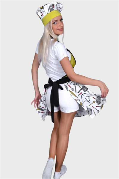 Mutfak Önlüğü Ve Kep Modelleri  33134 Önlüğün Bel Kısmına Nakış İle Yazı Yazılması Ücretsiz