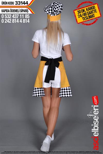 Mutfak Önlüğü Ve Kep Takım 33144 Nakış İle Dilediğiniz Yazının Önlük Üzerine İşlenmesi Ücretsiz