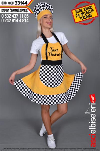 Mutfak Önlüğü Ve Kep Takım 33144 Nakış İle Dilediğiniz Yazının Önlük Üzerine İşlenmesi Ücretsiz