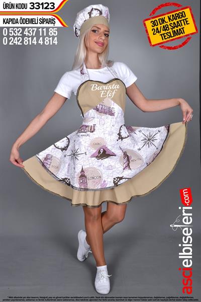 Mutfak Önlüğü Ve Kepi 33123 İstediğiniz Yazının Önlük Üzerine Nakış İle Yazılması Ücretsiz