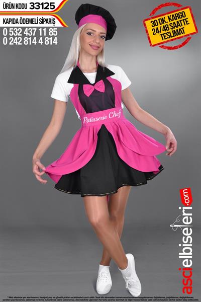 Mutfak Önlüğü Ve Kepi Takımı  33125 Önlük Üzerine Nakış İle Yazı Yazılması Ücretsiz