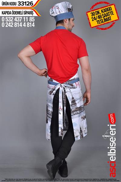 Mutfak Önlük Kep Takım  33126 Önlük Üzerine Nakış İle Yazı Yazılması Ücretsiz