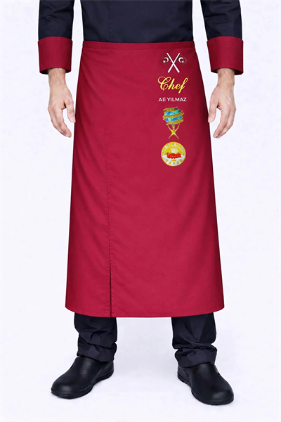 Mutfak Önlük Modeli Bordo Üzerine İsminizin Yazdırbilirsiniz