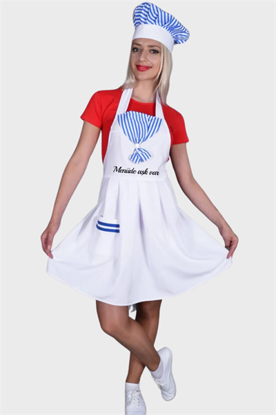 Mutfak Önlükleri Kepleri Bayan Model  33117 Dilediğiniz Yazının Önlük Üzerine Nakış İle İşlenmesi Ücretsiz