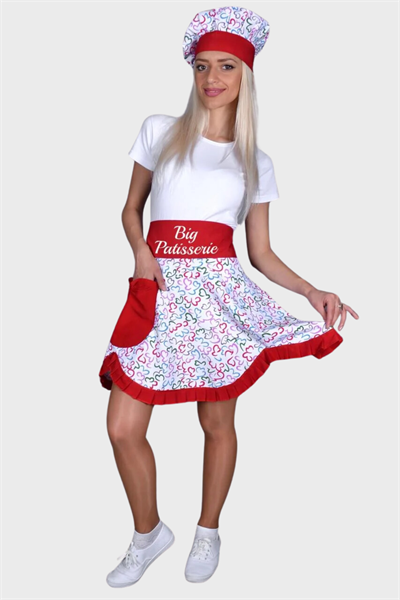 Mutfak Servis Önlüğü Ve Kepi  33130 Önlük Üzerine Dilediğiniz Yazıyı Nakış İle İşlemek Ücretsiz