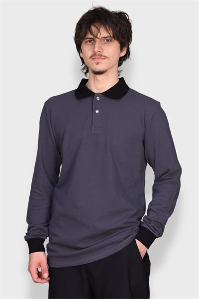 Nakış Hediyeli Aşçı, Garson Sweatshirt I Yakalı, Çıtçıtlı, Gri Garson, Aşçı Tişört Uzun Kollu