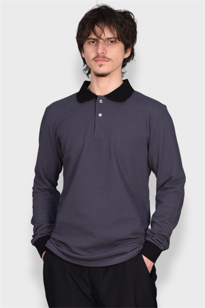 Nakış Hediyeli Aşçı, Garson Sweatshirt I Yakalı, Çıtçıtlı, Gri Garson, Aşçı Tişört Uzun Kollu