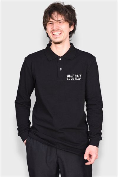 Nakış Hediyeli Aşçı, Garson Sweatshirt I Yakalı, Çıtçıtlı, Siyah Garson, Aşçı Tişört Uzun Kollu