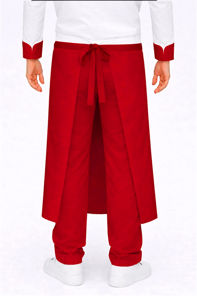 Osmanlı Arması İşli Kırmızı Aşçı Önlüğü