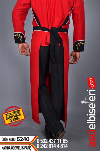 Osmanlı Logolu Aşçı Önlüğü Kırmızı