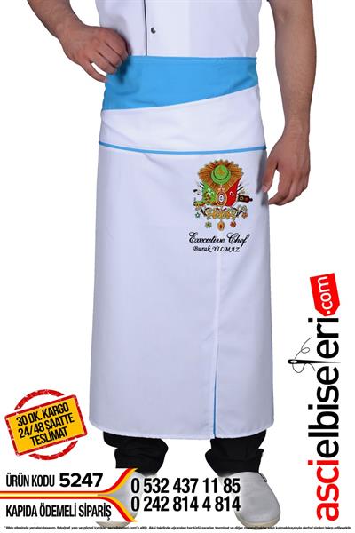Osmanlı Logolu Mutfak Önlükleri Beyaz Önlüğe