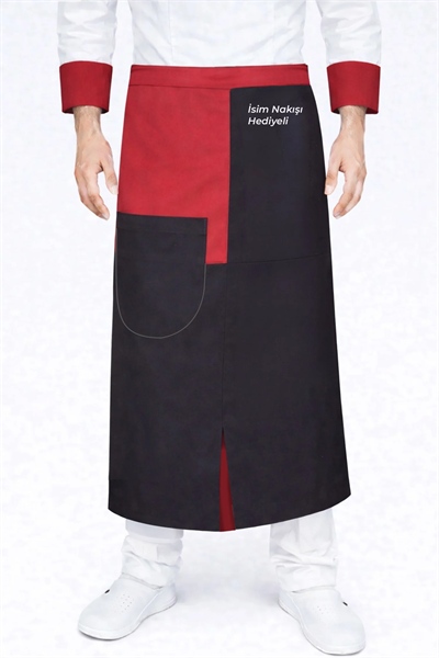 Selçuk Siyah Bordo Önlük