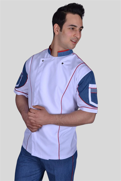 Side Kot Kumaşı Garnilli Aşçı Ceketi