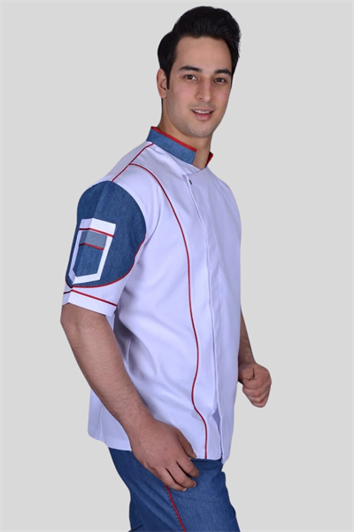 Side Kot Kumaşı Garnilli Aşçı Ceketi