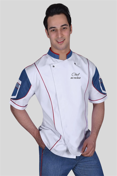Side Kot Kumaşı Garnilli Aşçı Ceketi