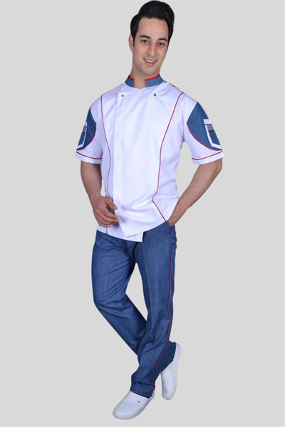 Side Kot Kumaşı Garnilli Aşçı Ceketi