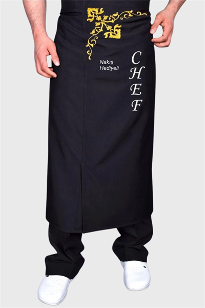 Siyah Şef Aşçı Mutfak Çalışma Önlüğü