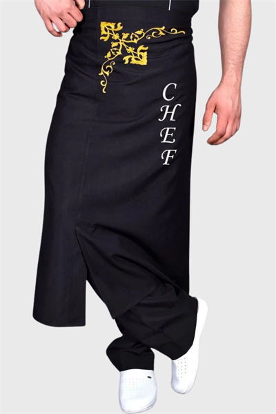 Siyah Şef Aşçı Mutfak Çalışma Önlüğü