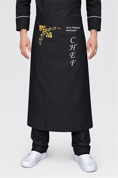 Siyah Şef Aşçı Mutfak Çalışma Önlüğü