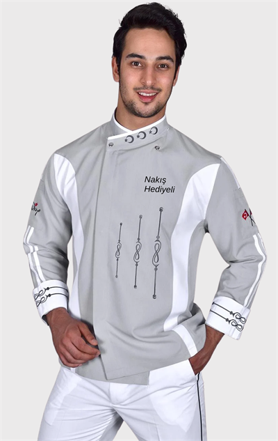 1045 Isparta Gri Leke Gizleyen Chef Ceketi