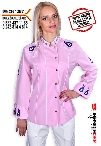 Ss-1257- Bayan Çalışma Ceketleri Pembe - Nazar Boncuk Nakışlı